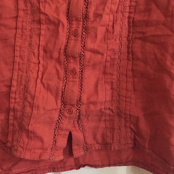 Hinge 3/4 Sleeve Orange Boho Shirt - Picture 3 of 8